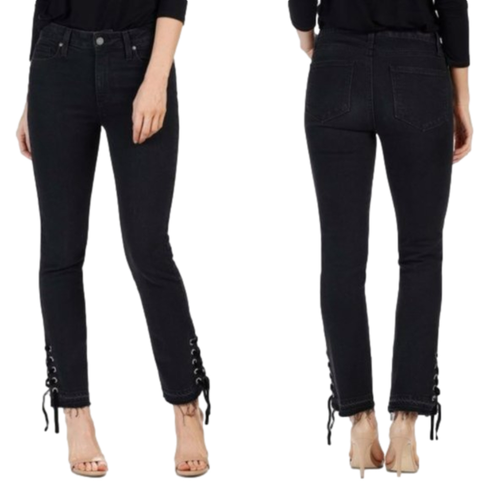 PAIGE Jacqueline Lace Hem Straight‎ Leg Jeans Size-27 NWT